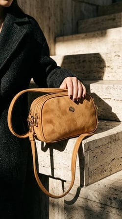 Kadın Taba Omuz Çantası 3 Bölmeli Gold Detaylı Günlük Çapraz Askılı Çanta