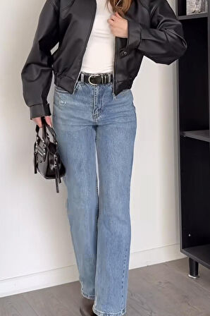 Prifaldi London Oversize Bomber Belden Lastikli Deri Ceket Siyah