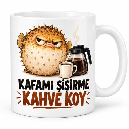 Kafa Şişirme Tasarımlı Porselen Kupa - MODEL 729