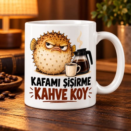 Kafa Şişirme Tasarımlı Porselen Kupa - MODEL 729