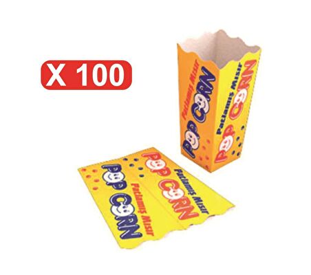 Küçük Karton Pop Corn / Mısır Kutusu 100 Adet