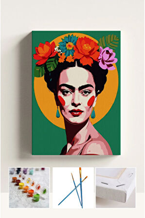 Sayılarla Boyama Seti Numaralı Tuval Fırça Boya FERİDE KAHLO 40X50 Cm