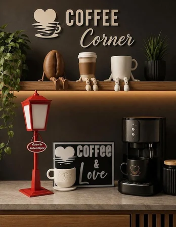 Nova Home Kahve Köşesi Dekor Seti 3D Baskı Çok Renkli