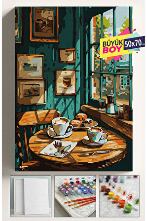 Sayılarla Boyama Seti Numaralı Tuval Fırça Boya Dahil Kasnaklı Set 50x70 Cm - KAHVECİ