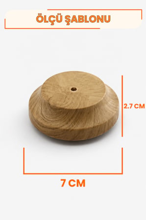Satürn Ahşap Desenli Dolap Kulpu Açık Ceviz 7 cm Tek Vidalı Çekmece Kapak Mutfak Vestiyer Mobilya Kulp Düğmesi Plastik Dekoratif Kulp