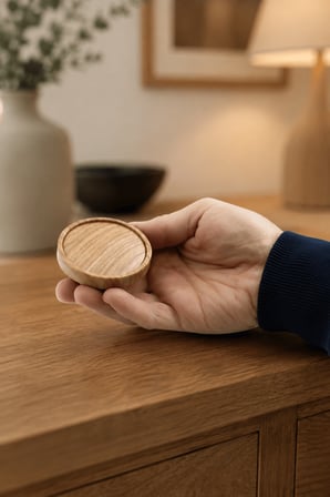 Satürn Ahşap Desenli Dolap Kulpu Açık Ceviz 7 cm Tek Vidalı Çekmece Kapak Mutfak Vestiyer Mobilya Kulp Düğmesi Plastik Dekoratif Kulp