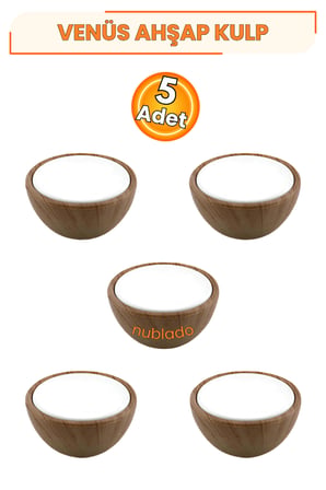 Venüs Piyano İçbükey Polimer Düğme Kulp 5 Adet Mat Beyaz Açık Kübik Ceviz 40 mm Dolap Çekmece Mutfak Gardırop Mobilya Kapak Kulpu Dekoratif
