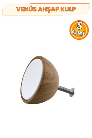 Venüs Piyano İçbükey Polimer Düğme Kulp 5 Adet Mat Beyaz Açık Kübik Ceviz 40 mm Dolap Çekmece Mutfak Gardırop Mobilya Kapak Kulpu Dekoratif