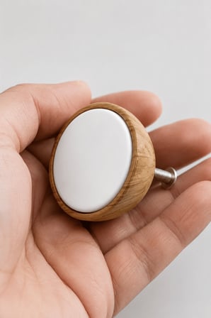 Venüs Piyano İçbükey Polimer Düğme Kulp 5 Adet Mat Beyaz Açık Kübik Ceviz 40 mm Dolap Çekmece Mutfak Gardırop Mobilya Kapak Kulpu Dekoratif