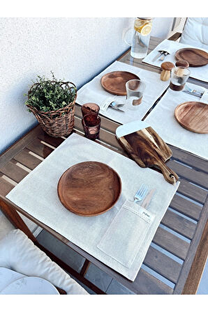 2Li %100 Ham Keten Kaşıklık Detaylı Amerikan Servis/ Supla