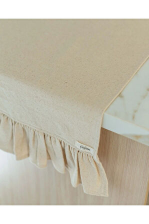 Pamuklu Ham Keten Fırfırlı Runner 50x150cm