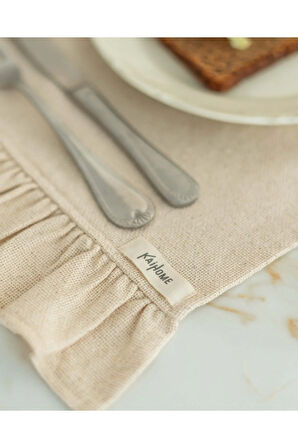 2Li Ham Keten Fırfır Detaylı Amerikan Servis/ Supla