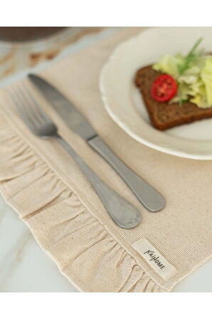 2Li Ham Keten Fırfır Detaylı Amerikan Servis/ Supla