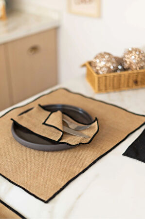 2Li Jüt Kumaş Siyah Detaylı Amerikan Servis / Supla