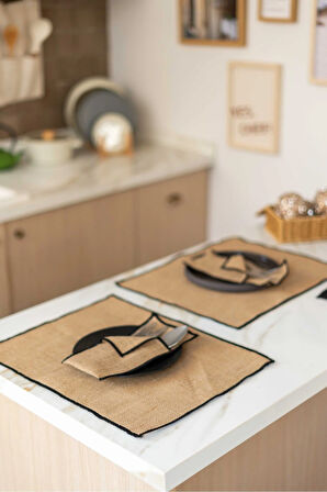 2Li Jüt Kumaş Siyah Detaylı Amerikan Servis / Supla