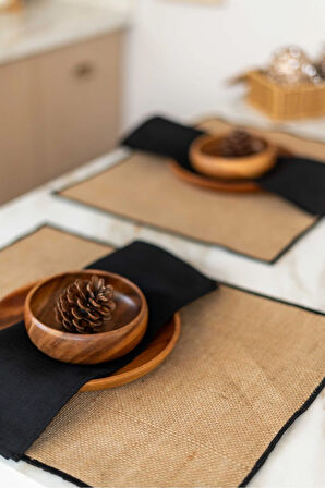 2Li Jüt Kumaş Siyah Detaylı Amerikan Servis / Supla