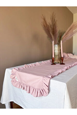 Rosy Keten Fırfırlı Runner Pembe