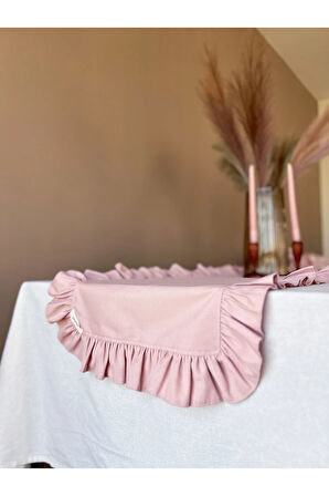 Rosy Keten Fırfırlı Runner Pembe