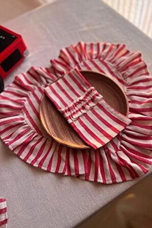 Lovely Kalp Fırfırlı Keten Supla / Amerikan Servis 2ADET