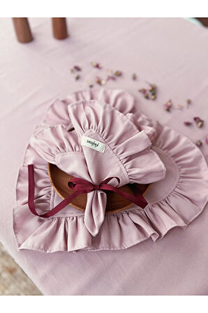 Rosy 2Li Keten Kumaş Fırfırlı Peçete / Supla