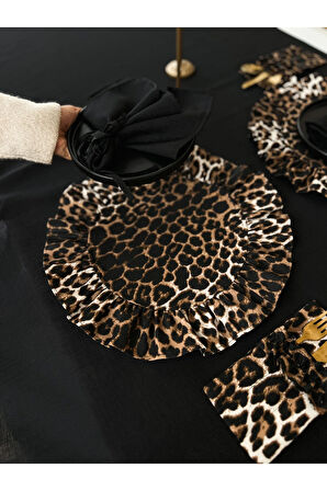 Leopard Keten Fırfırlı Yuvarlak Supla 2Lİ