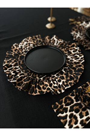 Leopard Keten Fırfırlı Yuvarlak Supla 2Lİ