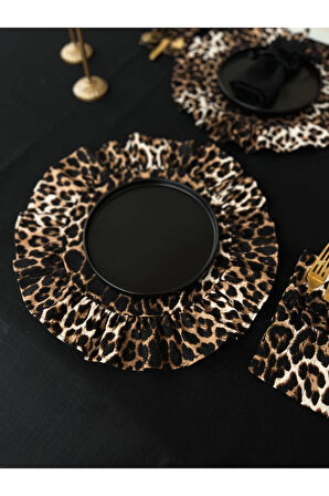 Leopard Keten Fırfırlı Yuvarlak Supla 2Lİ