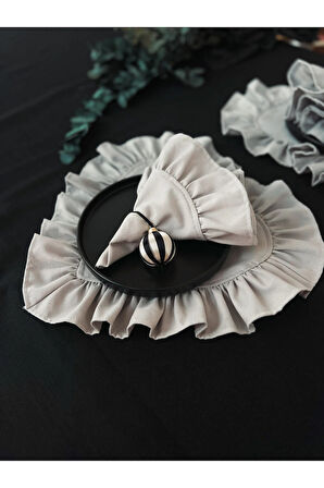 Moonlit Keten Kumaş Fırfırlı Peçete 2 adet