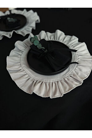 Moonlit Yuvarlak Fırfırlı Keten Supla / Amerikan Servis 2li