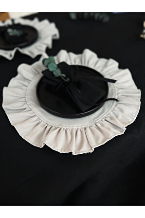 Moonlit Yuvarlak Fırfırlı Keten Supla / Amerikan Servis 6LI