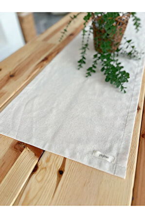 Ham Keten Dikdörtgen Düz Runner 40x120cm