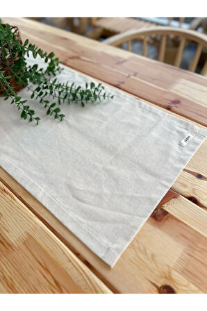 Ham Keten Dikdörtgen Düz Runner 40x120cm