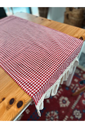 Natural Keten İki Yanı Fırfırlı Dikdörtgen Runner 40 X 120CM