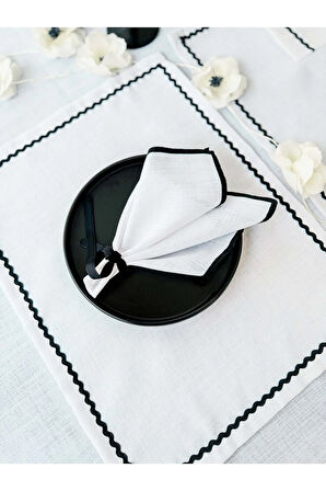 Shine White Dikdörtgen Dantelli Amerikan Servis / Supla 6LI