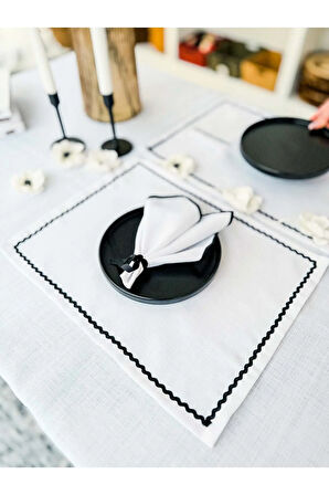 Shine White Dikdörtgen Dantelli Amerikan Servis / Supla 6LI