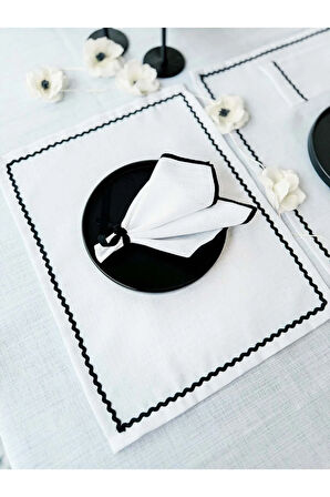 Shine White Dikdörtgen Dantelli Amerikan Servis / Supla 6LI