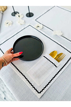 Shine White Dikdörtgen Cepli Dantelli Amerikan Servis / Supla 2Lİ