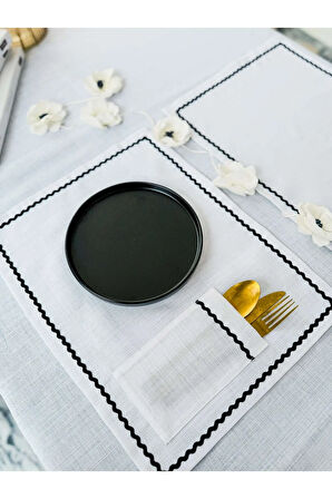 Shine White Dikdörtgen Cepli Dantelli Amerikan Servis / Supla 4LÜ