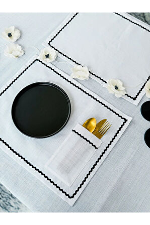 Shine White Dikdörtgen Cepli Dantelli Amerikan Servis / Supla 4LÜ