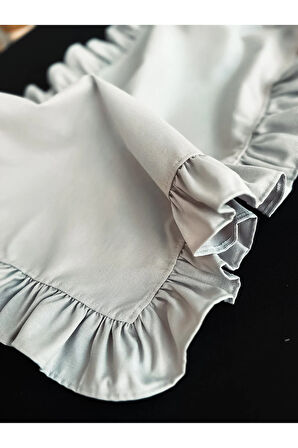 Moonlit Keten Heryeri Fırfırlı Dikdörtgen Runner