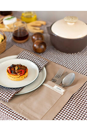 Sienna Keten Cep Detaylı Amerikan Servis/ SUPLA 6 ADET