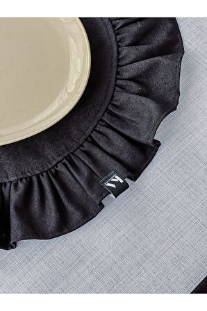 Lune Keten Fırfırlı Yuvarlak Supla / Amerikan Servis 2 ADET