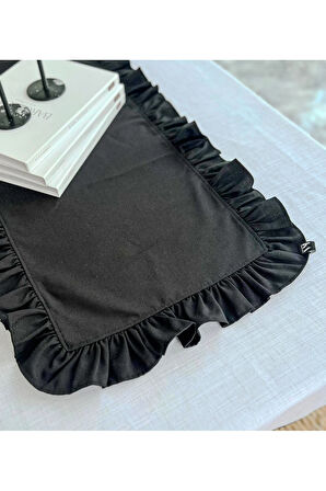 Luna Keten Heryeri Fırfırlı Dikdörtgen Runner 40X120CM