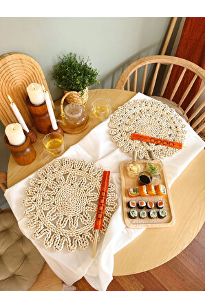 Doğal Hasır Örme 36cm Amerikan Servis/Supla/Sunum/Duvar Süsü