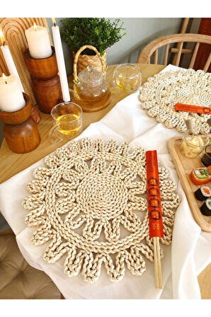 Doğal Hasır Örme 36cm Amerikan Servis/Supla/Sunum/Duvar Süsü