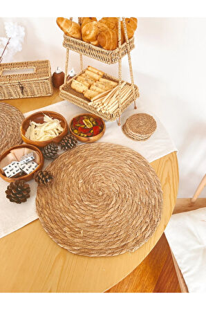 Doğal Hasır Örme 2Lİ Amerikan Servis/Supla/Sunum