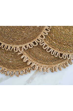 Doğal Hasır 4Lü Amerikan Servis/Supla/Sunum