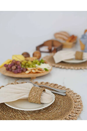 Doğal Hasır 4Lü Amerikan Servis/Supla/Sunum