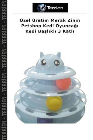 Özel Üretim Merak Zihin Petshop Kedi Oyuncağı Kedi Başlıklı 3 Katlı