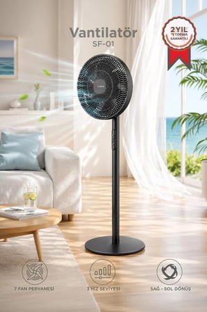 Özel Üretim Pratik Serinletme Vantilatör SF01 Siyah 14 Inc 45W